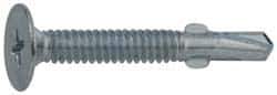 Value Collection - #10, Wafer Head, Phillips Drive, 1-7/16" Length Under Head, #2 Point, Self Drilling Screw - Steel, Zinc-Plated Finish - USA Tool & Supply