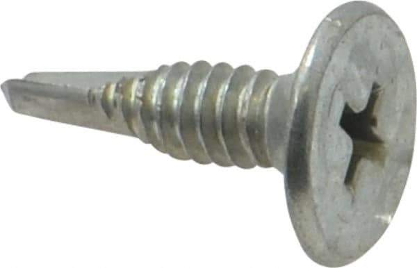 Value Collection - #10, Wafer Head, Phillips Drive, 3/4" Length Under Head, #2 Point, Self Drilling Screw - Steel, Zinc-Plated Finish - USA Tool & Supply