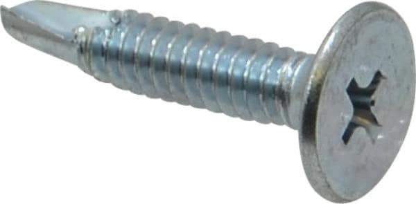 Value Collection - #10, Wafer Head, Phillips Drive, 1" Length Under Head, #2 Point, Self Drilling Screw - Steel, Zinc-Plated Finish - USA Tool & Supply