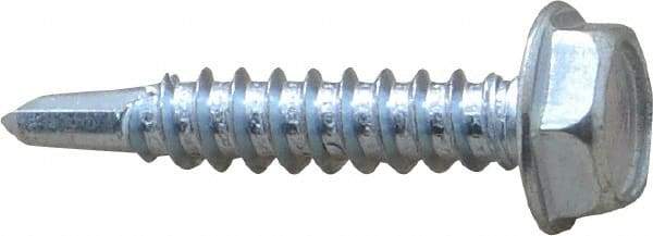 Value Collection - #10, Hex Washer Head, Hex Drive, 1" Length Under Head, #3 Point, Self Drilling Screw - Steel, Zinc-Plated Finish - USA Tool & Supply