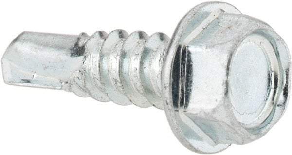Value Collection - #12, Hex Washer Head, Hex Drive, 3/4" Length Under Head, #3 Point, Self Drilling Screw - Steel, Zinc-Plated Finish - USA Tool & Supply