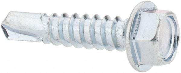 Value Collection - #12, Hex Washer Head, Hex Drive, 1" Length Under Head, #3 Point, Self Drilling Screw - Steel, Zinc-Plated Finish - USA Tool & Supply