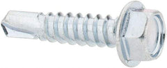 Value Collection - #12, Hex Washer Head, Hex Drive, 1" Length Under Head, #3 Point, Self Drilling Screw - Steel, Zinc-Plated Finish - USA Tool & Supply