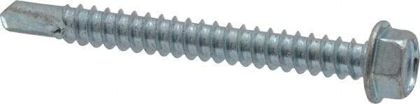 Value Collection - #12, Hex Washer Head, Hex Drive, 2" Length Under Head, #3 Point, Self Drilling Screw - Steel, Zinc-Plated Finish - USA Tool & Supply