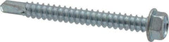 Value Collection - #12, Hex Washer Head, Hex Drive, 2" Length Under Head, #3 Point, Self Drilling Screw - Steel, Zinc-Plated Finish - USA Tool & Supply