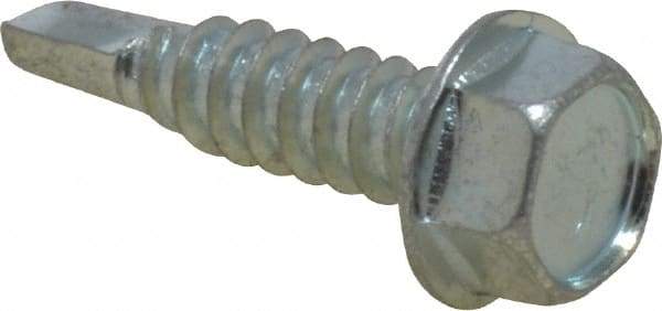Value Collection - 1/4", Hex Washer Head, Hex Drive, 1" Length Under Head, #3 Point, Self Drilling Screw - Steel, Zinc-Plated Finish - USA Tool & Supply