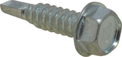 Value Collection - 1/4", Hex Washer Head, Hex Drive, 1" Length Under Head, #3 Point, Self Drilling Screw - Steel, Zinc-Plated Finish - USA Tool & Supply