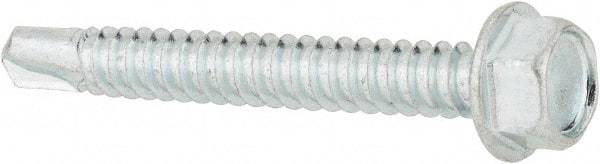 Value Collection - 1/4", Hex Washer Head, Hex Drive, 2" Length Under Head, #3 Point, Self Drilling Screw - Steel, Zinc-Plated Finish - USA Tool & Supply