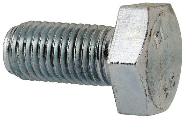 Value Collection - M10x1.25mm Metric Fine, 20mm Length Under Head Hex Head Cap Screw - Fully Threaded, Grade 8.8 Steel, Zinc-Plated Finish, 17mm Hex - USA Tool & Supply
