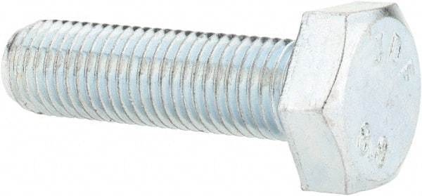 Value Collection - M10x1.25mm Metric Fine, 35mm Length Under Head Hex Head Cap Screw - Fully Threaded, Grade 8.8 Steel, Zinc-Plated Finish, 17mm Hex - USA Tool & Supply
