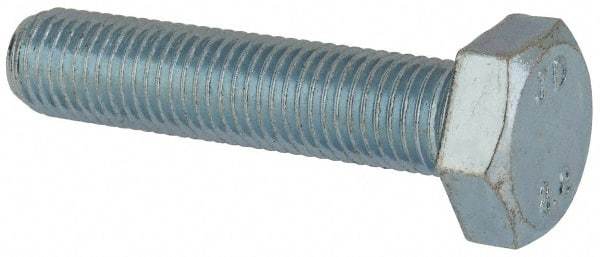 Value Collection - M10x1.25mm Metric Fine, 45mm Length Under Head Hex Head Cap Screw - Fully Threaded, Grade 8.8 Steel, Zinc-Plated Finish, 17mm Hex - USA Tool & Supply