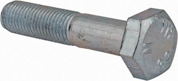 Value Collection - M10x1.25mm Metric Fine, 50mm Length Under Head Hex Head Cap Screw - Partially Threaded, Grade 8.8 Steel, Zinc-Plated Finish, 17mm Hex - USA Tool & Supply