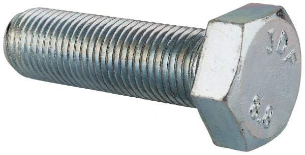 Value Collection - M12x1.25mm Metric Fine, 40mm Length Under Head Hex Head Cap Screw - Fully Threaded, Grade 8.8 Steel, Zinc-Plated Finish, 19mm Hex - USA Tool & Supply