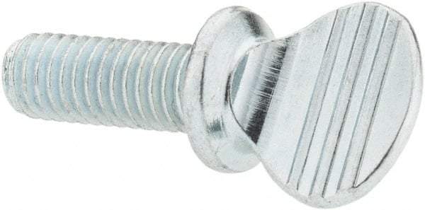 Value Collection - #10-32 Oval Shoulder Grade 2 Steel Thumb Screw - 1/2" OAL, Zinc-Plated Finish - USA Tool & Supply