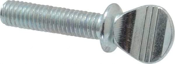 Value Collection - #10-32 Oval Shoulder Grade 2 Steel Thumb Screw - 3/4" OAL, Zinc-Plated Finish - USA Tool & Supply