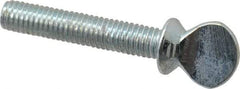 Value Collection - #10-32 Oval Shoulder Grade 2 Steel Thumb Screw - 1" OAL, Zinc-Plated Finish - USA Tool & Supply