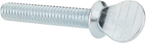 Value Collection - 1/4-20 Oval Shoulder Grade 2 Steel Thumb Screw - 1-1/2" OAL, Zinc-Plated Finish - USA Tool & Supply