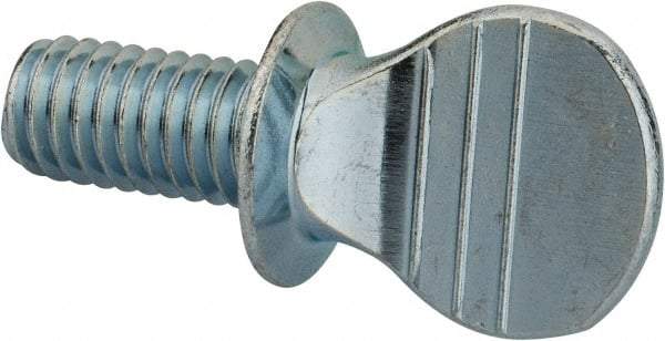 Value Collection - 3/8-16 Oval Shoulder Grade 2 Steel Thumb Screw - 3/4" OAL, Zinc-Plated Finish - USA Tool & Supply