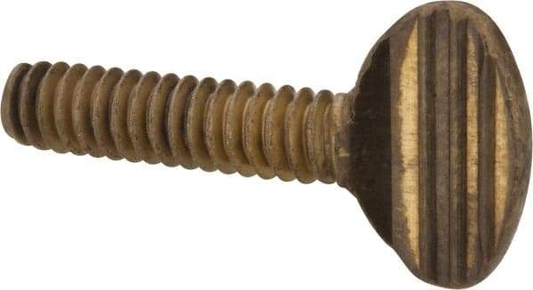Value Collection - #10-24 Oval Shoulderless Brass Thumb Screw - 3/4" OAL, 0.48" Head Height - USA Tool & Supply
