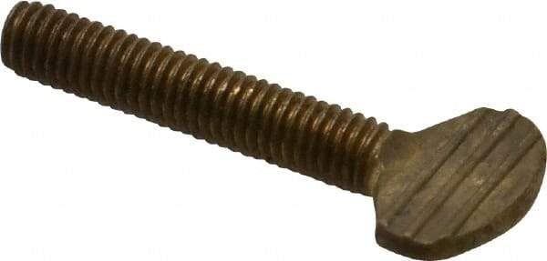Value Collection - #10-32 Oval Shoulderless Brass Thumb Screw - 1" OAL, 0.48" Head Height - USA Tool & Supply