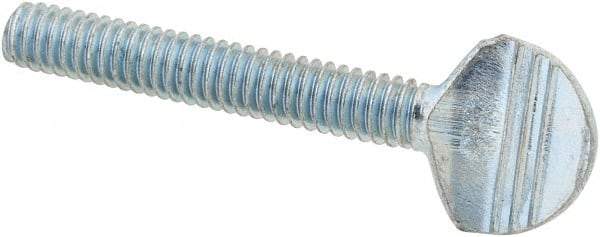 Value Collection - #8-32 Oval Shoulderless Grade 2 Steel Thumb Screw - 1" OAL, Zinc-Plated Finish - USA Tool & Supply