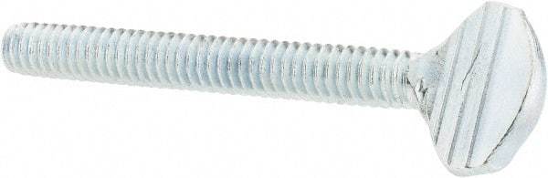 Value Collection - 1/4-20 Oval Shoulderless Grade 2 Steel Thumb Screw - 2" OAL, Zinc-Plated Finish - USA Tool & Supply