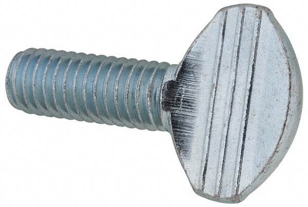Value Collection - 3/8-16 Oval Shoulderless Grade 2 Steel Thumb Screw - 1" OAL, Zinc-Plated Finish - USA Tool & Supply