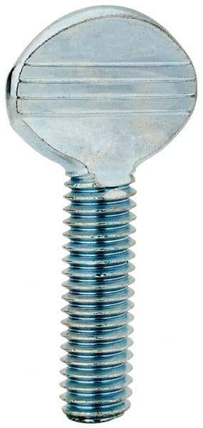 Value Collection - 3/8-16 Oval Shoulderless Grade 2 Steel Thumb Screw - 1-1/4" OAL, Zinc-Plated Finish - USA Tool & Supply