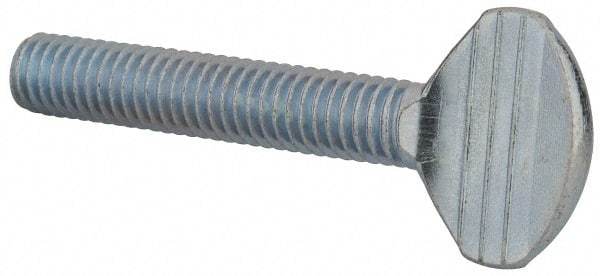 Value Collection - 3/8-16 Oval Shoulderless Grade 2 Steel Thumb Screw - 2" OAL, Zinc-Plated Finish - USA Tool & Supply