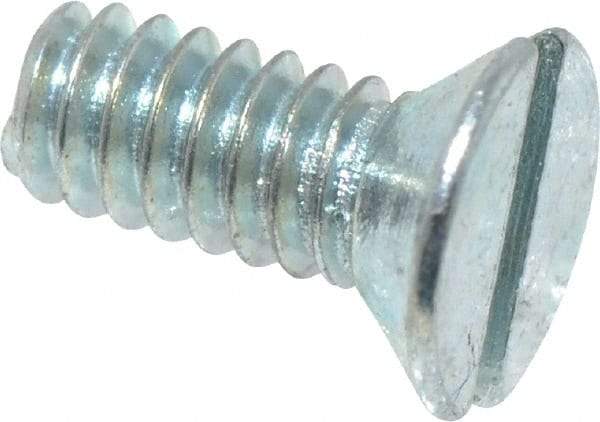 Value Collection - #3-48 UNC, 1/4" OAL Slotted Drive Machine Screw - Flat Head, Grade 2 Steel, Zinc-Plated Finish, Without Washer - USA Tool & Supply