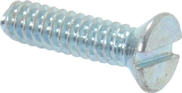 Value Collection - #4-40 UNC, 7/16" OAL Slotted Drive Machine Screw - Flat Head, Grade 2 Steel, Zinc-Plated Finish, Without Washer - USA Tool & Supply