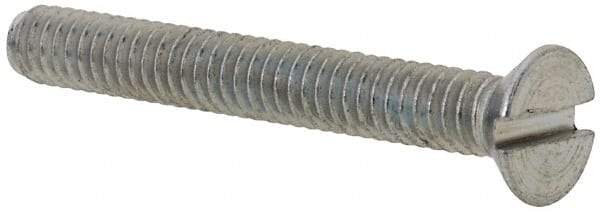 Value Collection - #5-40 UNC, 1" OAL Slotted Drive Machine Screw - Flat Head, Grade 2 Steel, Zinc-Plated Finish, Without Washer - USA Tool & Supply