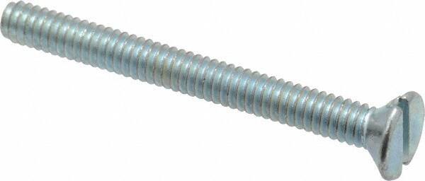 Value Collection - #5-40 UNC, 1-1/4" OAL Slotted Drive Machine Screw - Flat Head, Grade 2 Steel, Zinc-Plated Finish, Without Washer - USA Tool & Supply