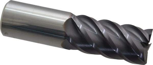 Niagara Cutter - 1", 2" LOC, 1" Shank Diam, 4" OAL, 5 Flute, Solid Carbide Square End Mill - Single End, TiAlN Finish, Spiral Flute, 45° Helix, Centercutting, Right Hand Cut, Right Hand Flute, Series S545 - USA Tool & Supply