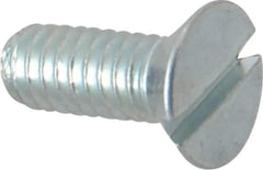 Value Collection - #8-32 UNC, 7/16" OAL Slotted Drive Machine Screw - Flat Head, Grade 2 Steel, Zinc-Plated Finish, Without Washer - USA Tool & Supply