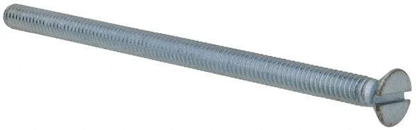 Value Collection - #8-32 UNC, 3" OAL Slotted Drive Machine Screw - Flat Head, Grade 2 Steel, Zinc-Plated Finish, Without Washer - USA Tool & Supply