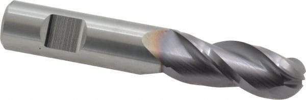 Niagara Cutter - 1/2" Diam, 1-1/4" LOC, 3 Flute Solid Carbide Ball End Mill - TiAlN Finish, Single End, 3" OAL, 1/2" Shank Diam, Spiral Flute - USA Tool & Supply