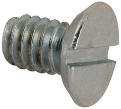 Value Collection - #12-24 UNC, 3/8" OAL Slotted Drive Machine Screw - Flat Head, Grade J82 Steel, Zinc-Plated Finish, Without Washer - USA Tool & Supply