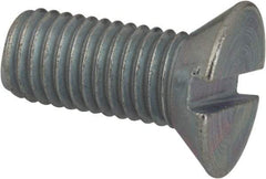 Value Collection - 1/4-28 UNF, 5/8" OAL Slotted Drive Machine Screw - Flat Head, Grade J82 Steel, Zinc-Plated Finish, Without Washer - USA Tool & Supply