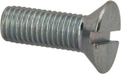 Value Collection - 1/4-28 UNF, 3/4" OAL Slotted Drive Machine Screw - Flat Head, Grade J82 Steel, Zinc-Plated Finish, Without Washer - USA Tool & Supply