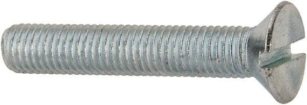 Value Collection - 1/4-28 UNF, 1-1/2" OAL Slotted Drive Machine Screw - Flat Head, Grade J82 Steel, Zinc-Plated Finish, Without Washer - USA Tool & Supply