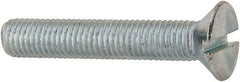 Value Collection - 1/4-28 UNF, 1-1/2" OAL Slotted Drive Machine Screw - Flat Head, Grade J82 Steel, Zinc-Plated Finish, Without Washer - USA Tool & Supply