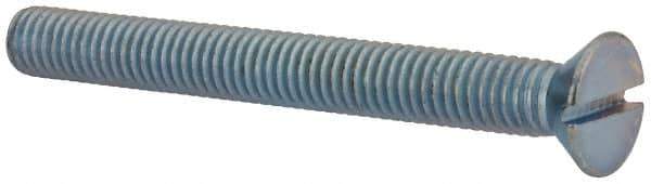 Value Collection - 3/8-16 UNC, 3-1/2" OAL Slotted Drive Machine Screw - Flat Head, Grade 2 Steel, Zinc-Plated Finish, Without Washer - USA Tool & Supply