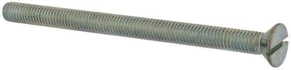 Value Collection - 3/8-16 UNC, 5-1/2" OAL Slotted Drive Machine Screw - Flat Head, Grade J82 Steel, Zinc-Plated Finish, Without Washer - USA Tool & Supply