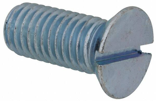 Value Collection - 1/2-13 UNC, 1-1/4" OAL Slotted Drive Machine Screw - Flat Head, Grade J82 Steel, Zinc-Plated Finish, Without Washer - USA Tool & Supply