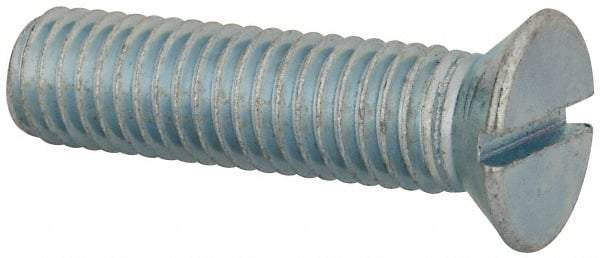 Value Collection - 1/2-13 UNC, 2" OAL Slotted Drive Machine Screw - Flat Head, Grade J82 Steel, Zinc-Plated Finish, Without Washer - USA Tool & Supply
