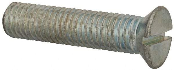 Value Collection - 1/2-13 UNC, 2-1/4" OAL Slotted Drive Machine Screw - Flat Head, Grade J82 Steel, Zinc-Plated Finish, Without Washer - USA Tool & Supply