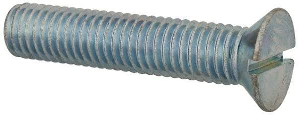Value Collection - 1/2-13 UNC, 2-1/2" OAL Slotted Drive Machine Screw - Flat Head, Grade J82 Steel, Zinc-Plated Finish, Without Washer - USA Tool & Supply