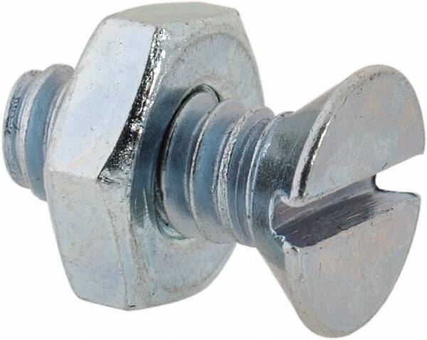 Value Collection - #10-24 UNC, 1/2" OAL Slotted Drive Machine Screw - Flat Head, Grade 2 Steel, Zinc-Plated Finish, Without Washer - USA Tool & Supply