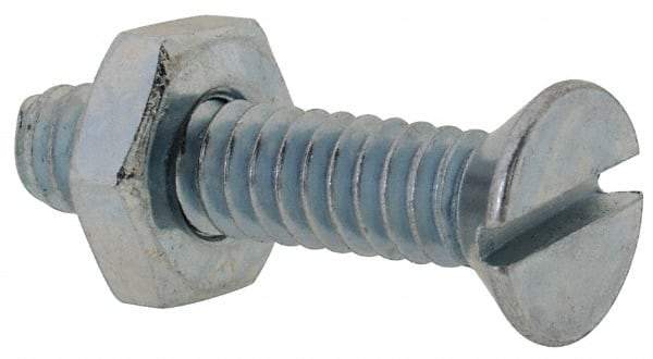 Value Collection - #10-24 UNC, 7/8" OAL Slotted Drive Machine Screw - Flat Head, Grade 2 Steel, Zinc-Plated Finish, Without Washer - USA Tool & Supply